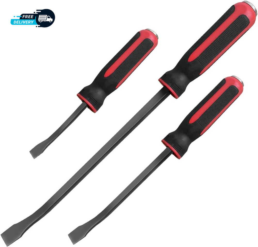 Pry Bar Set Strike Cap Handle Angled Tip Rust Proof Finish Machanic