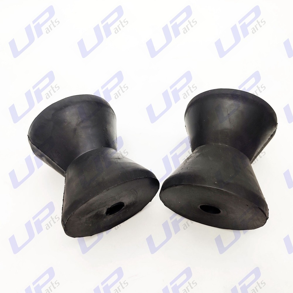 2 Pack 4 Inch Mounting Width Boat Trailer Black Molded Rubber Bow Stop Rollers