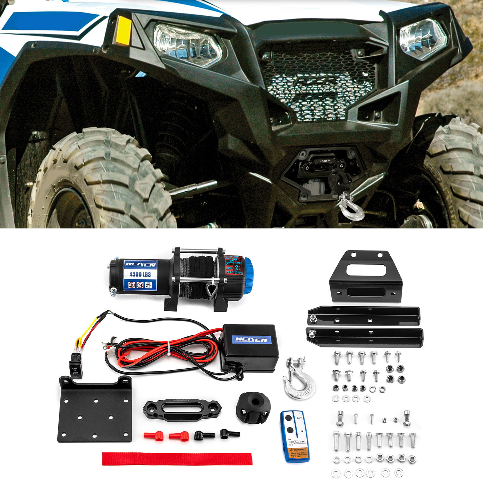 4500lb Electric Winch Mount Combo Kit For Polaris RZR 570/800 Trail 570 2008-22