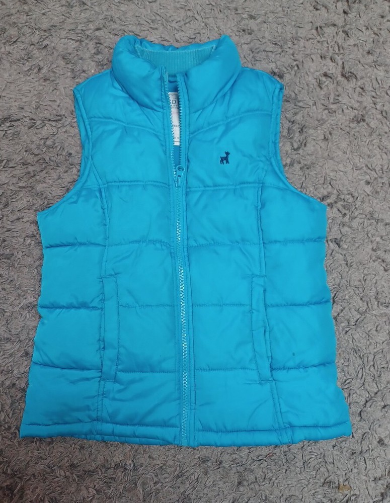 Old Navy Zippered Front Puffer Vest Light Blue Size Medium