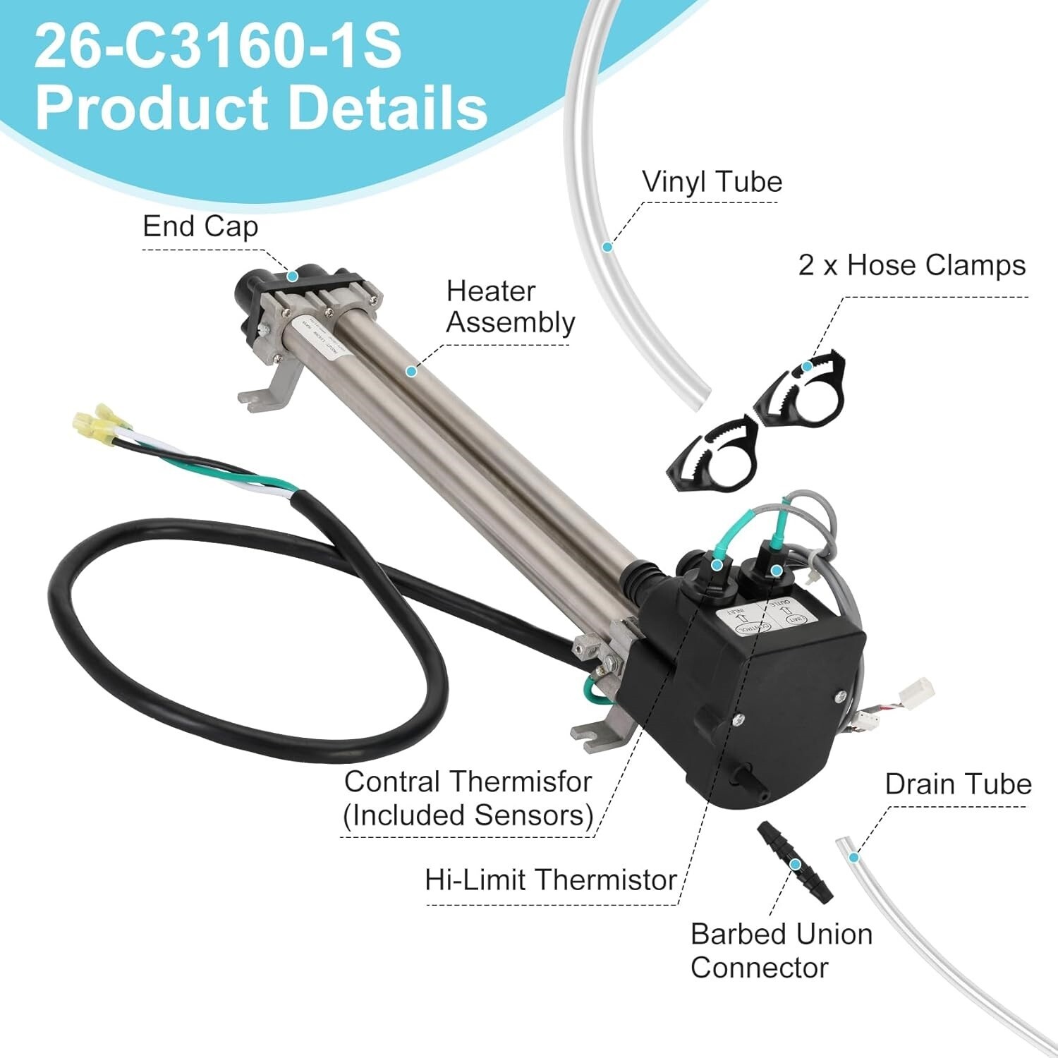 Double-Barrel Low-Flow Heater with Sensors Fits 1995+Hot Spring/Watkins 6kw 240v