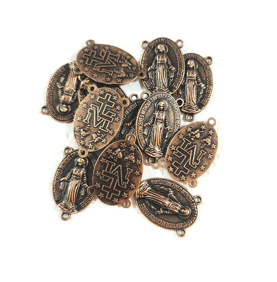 Miraculous Medal Rosary Centerpiece LOT of 12 Centerpiece Medals COPPER