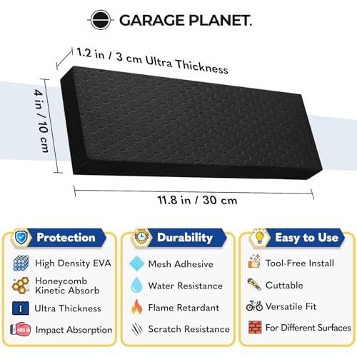WP01 Garage Wall Protector Car Door Protector, Tool-Free, Designed 2 Pack Black