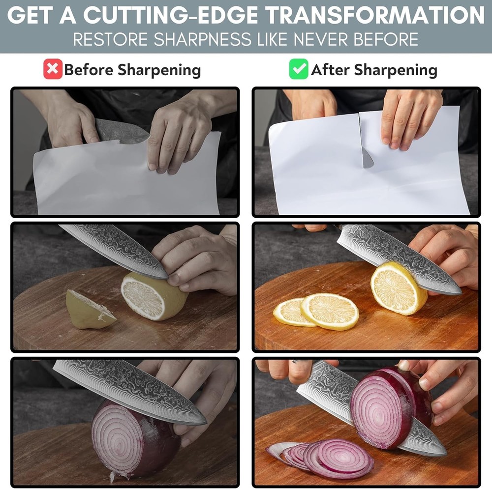 ADJUSTABLE ROLLING KNIFE SHARPENER KIT: Adjustable Height, 30 Angle Options, ...