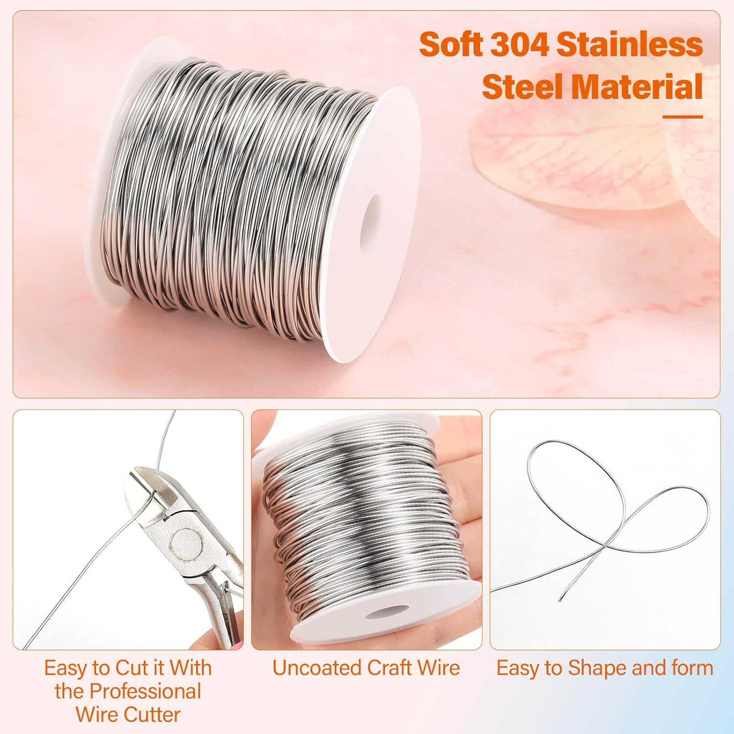 18 Gauge Stainless Steel Wire, 1Mm Bailing Wire for Jewelry Making and Crafts