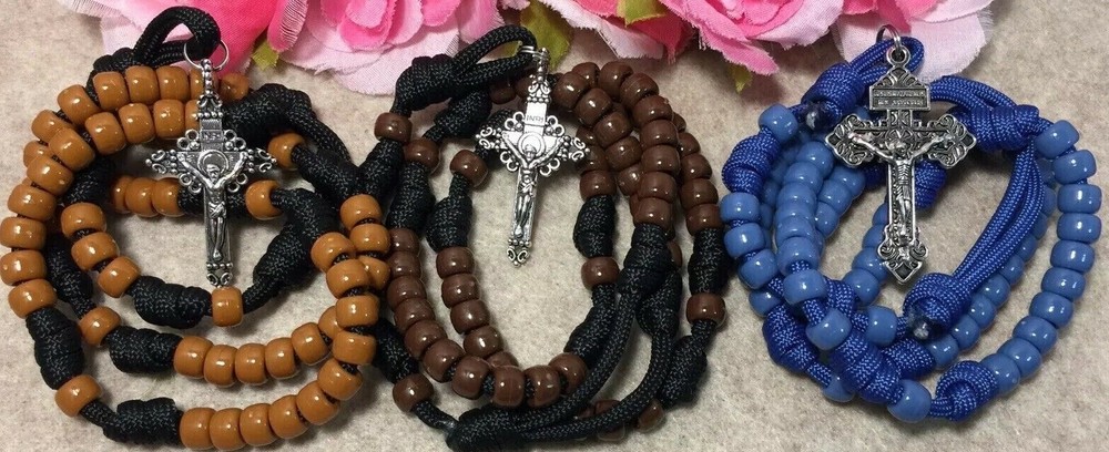 3 Paracord Rosaries, Durable Catholic Rosaries, Handmade
