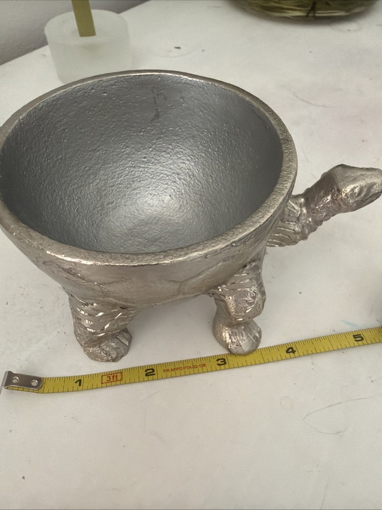 Turtle Tortoise Silver Metal  Figurine And Container