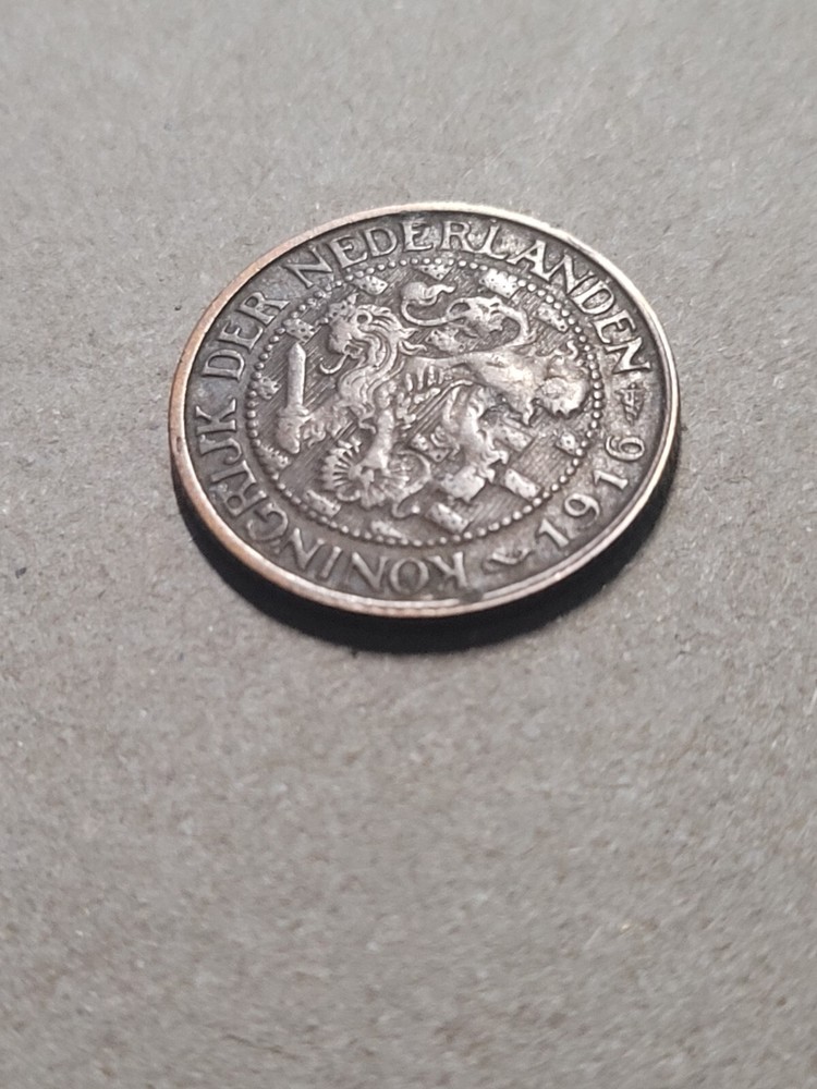 1916 NETHERLANDS ONE CENT COIN ( Fine )