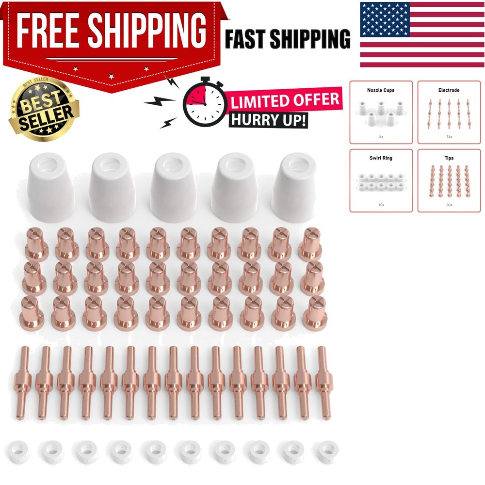 Durable 60 Pcs Plasma Cutting Consumables - Optimal for Professional Use