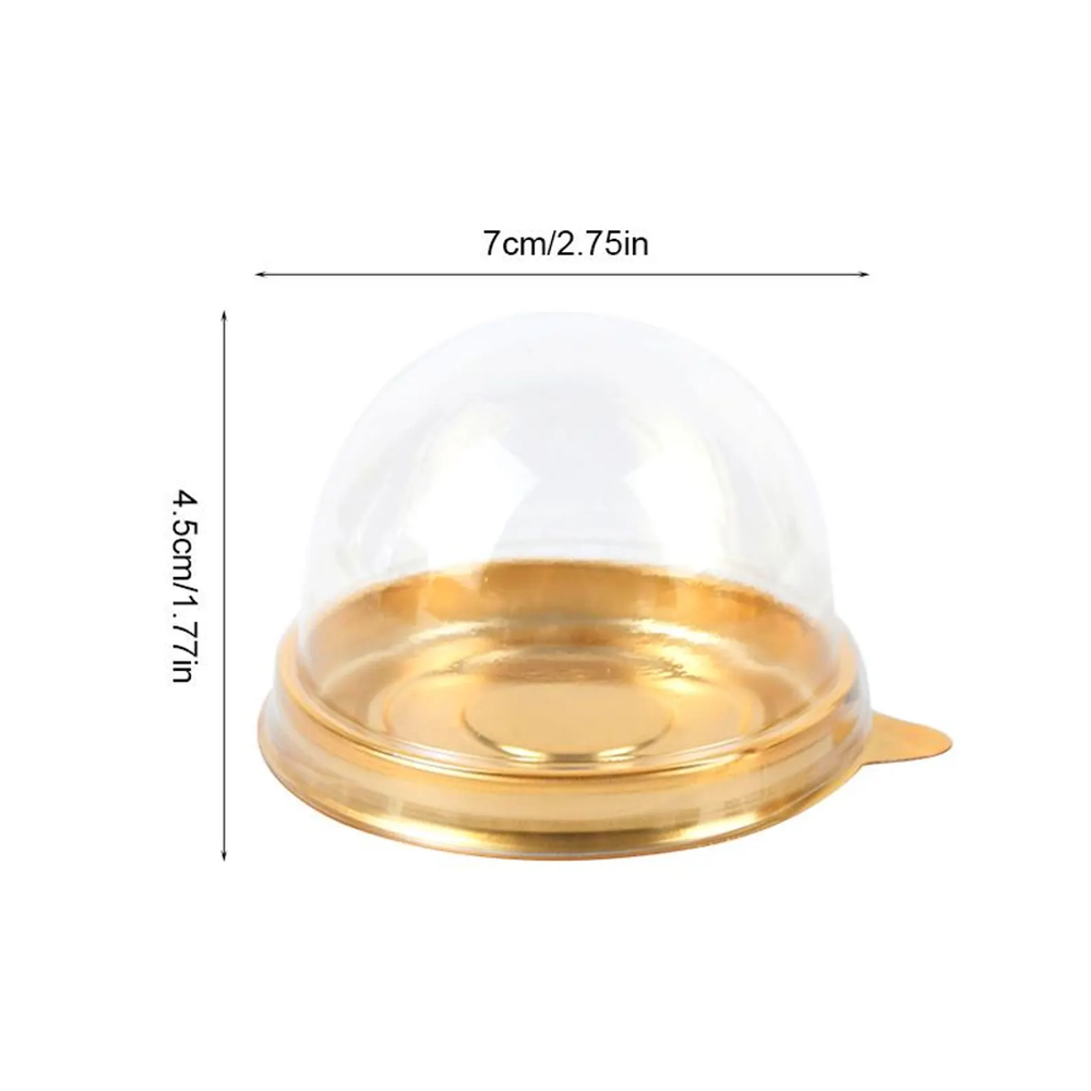 10PCS Round Pastry, Cupcake Spherical Box, Transparent Packaging(Gold)