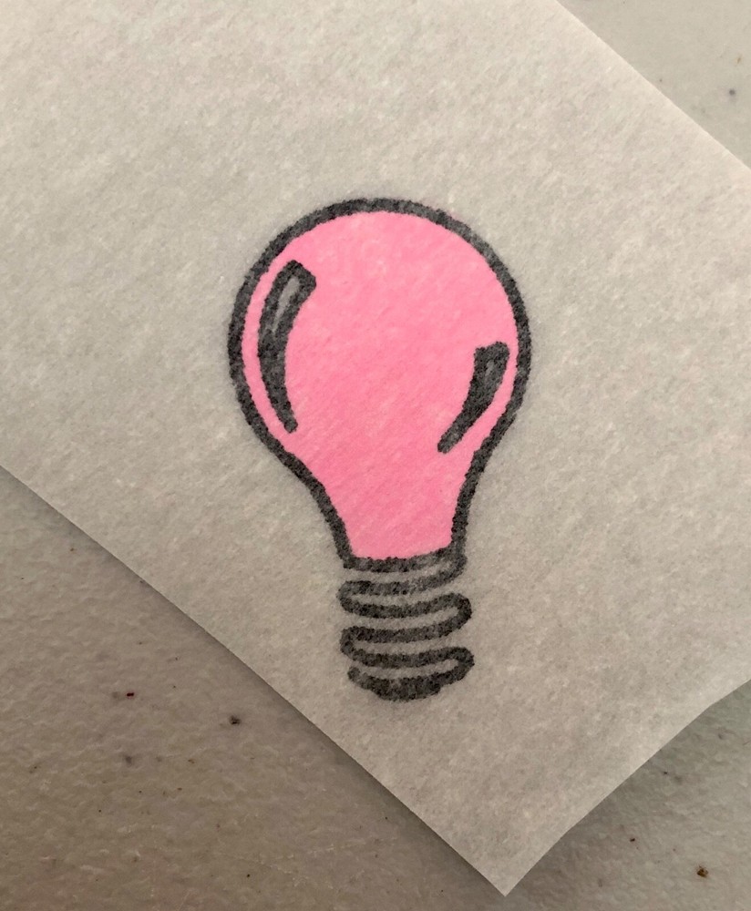 Original Vintage Pink Light Bulb Micro Mini Iron On Transfer