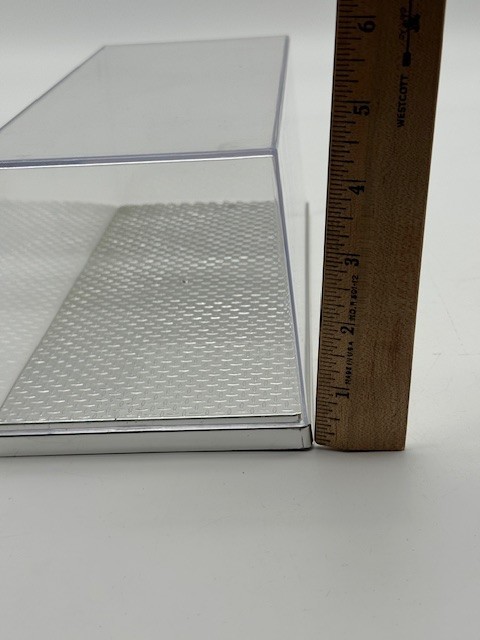 AMT 936/12 Plastic Display Case 10"x4"x3 3/4" Chrome Diamond Plate Base Stackabl