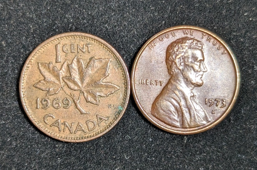 1969 Canada 1 Cent Circulated KM# 59.1 Brown