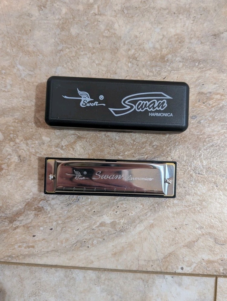 Swan Blues Power 10 Hole C Key Harmonica With Case