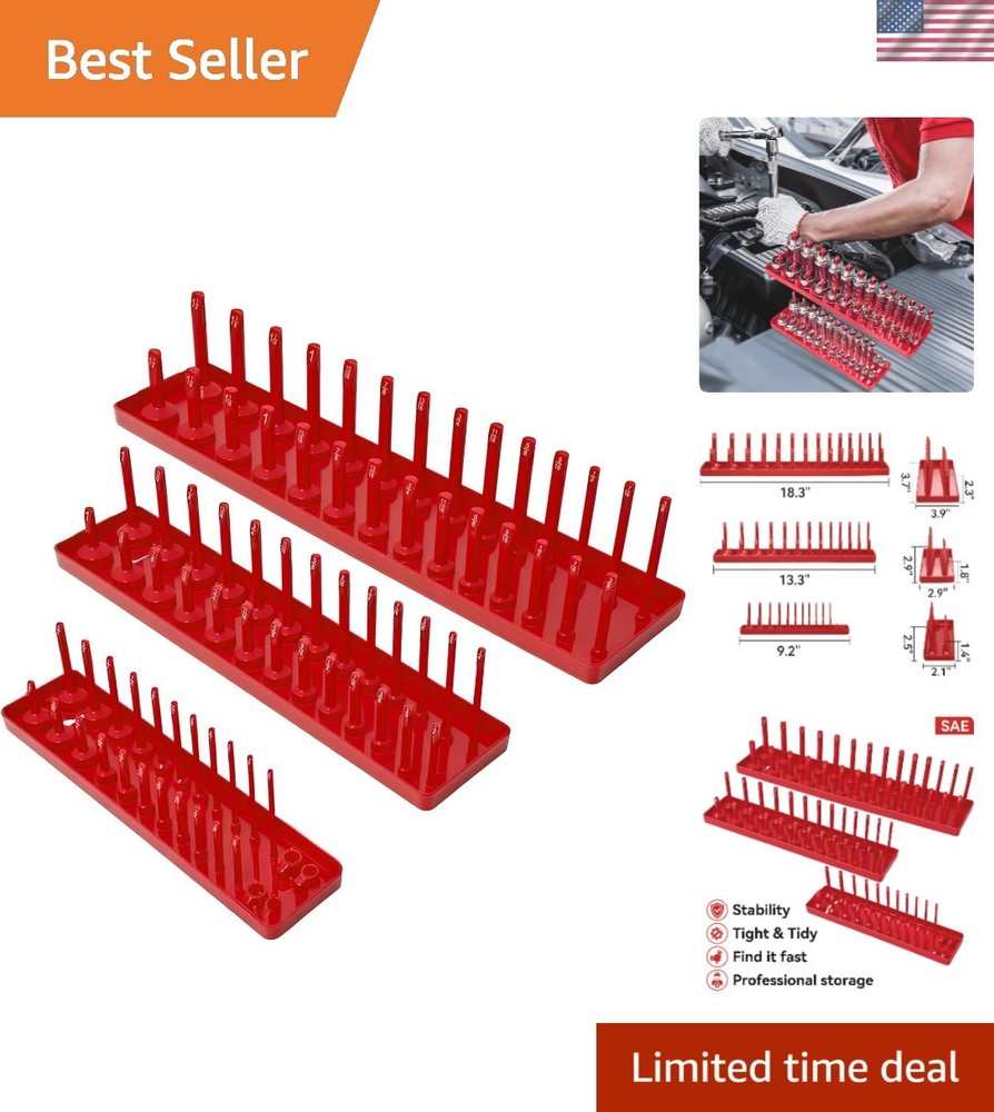 Secure Storage for SAE Sockets - 3PCS Organizer Set with Easy Mounting Option
