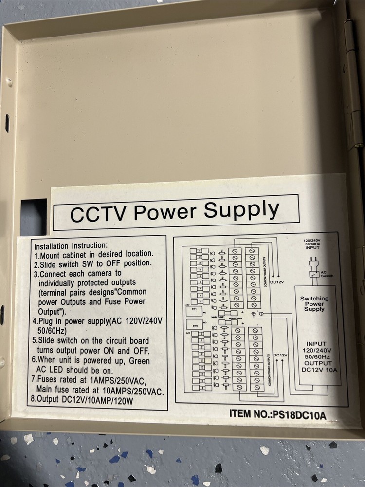18 Port CCTV Power Supply PS18DC10A