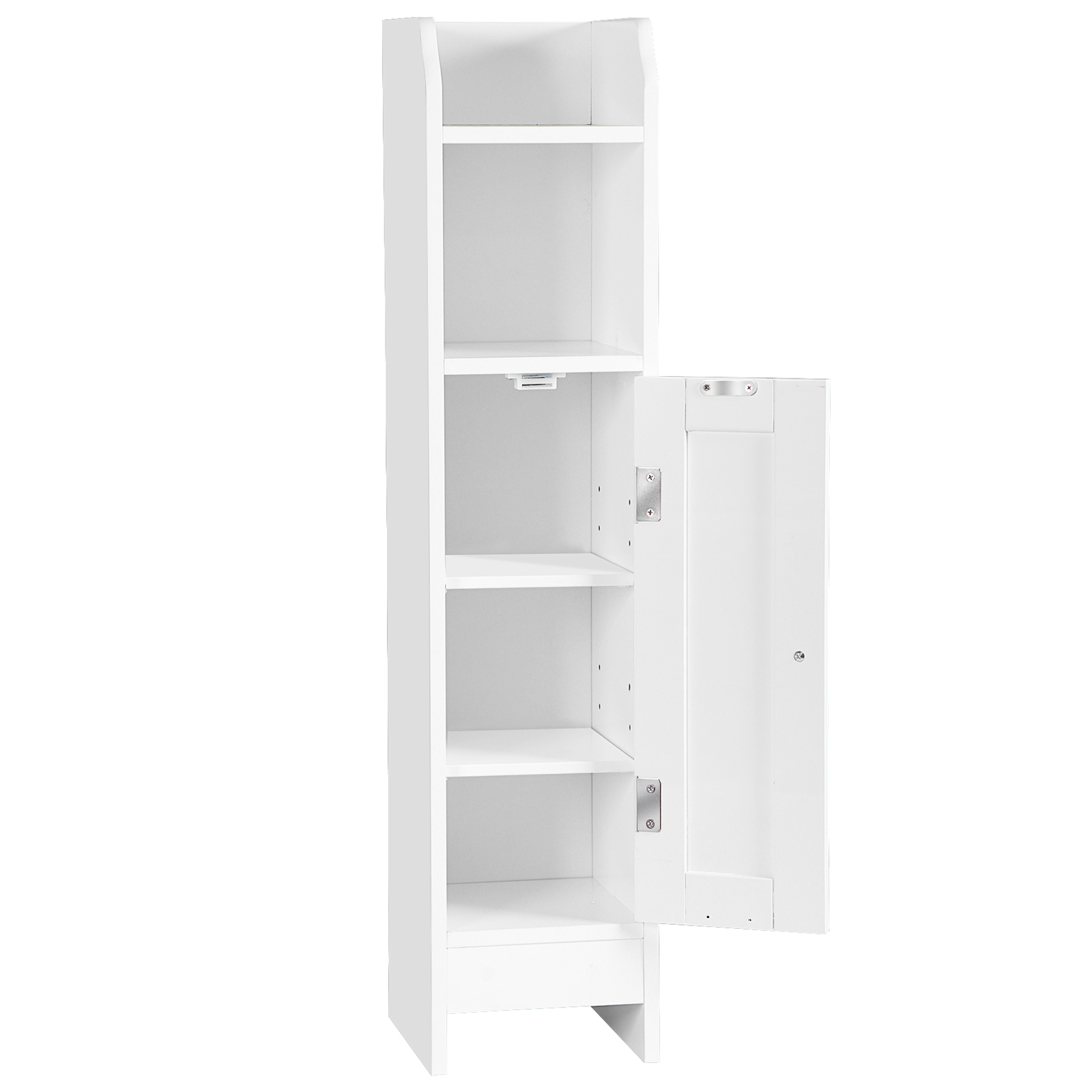 Small Bathroom Storage Cabinet White Floor Standing w/ Door & Shelves Storage