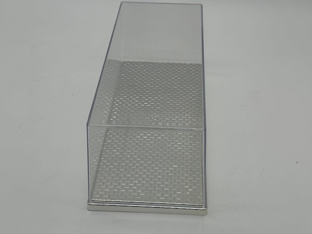 AMT 936/12 Plastic Display Case 10"x4"x3 3/4" Chrome Diamond Plate Base Stackabl