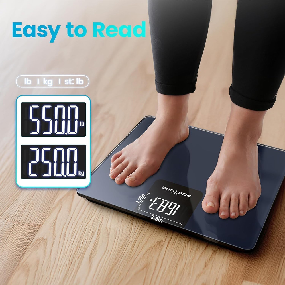 550Lb Capacity Digital Bathroom Scale High Precision Body Weight Scale Extra Wid
