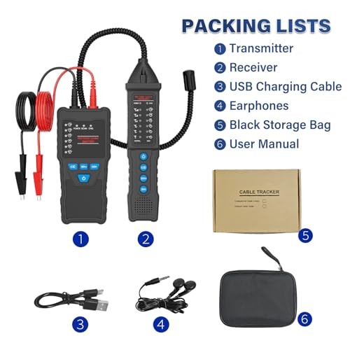 Underground Wire Locator, Cable Tracker 2M Depth 1000ft Range, 110-220V AC/DC,