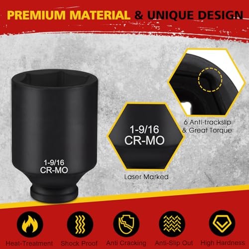 1/2" Drive Deep Impact Socket Set, 8 1/2" 8-Piece Drive Deep Impact Socket Set