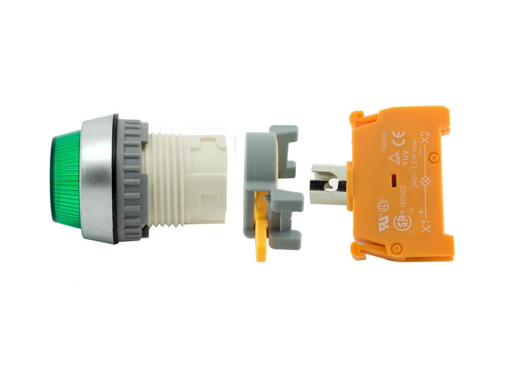 PLN-22A ATI Green LED Pilot Indicator Light 22mm 120V AC/DC Replaceable Lamp