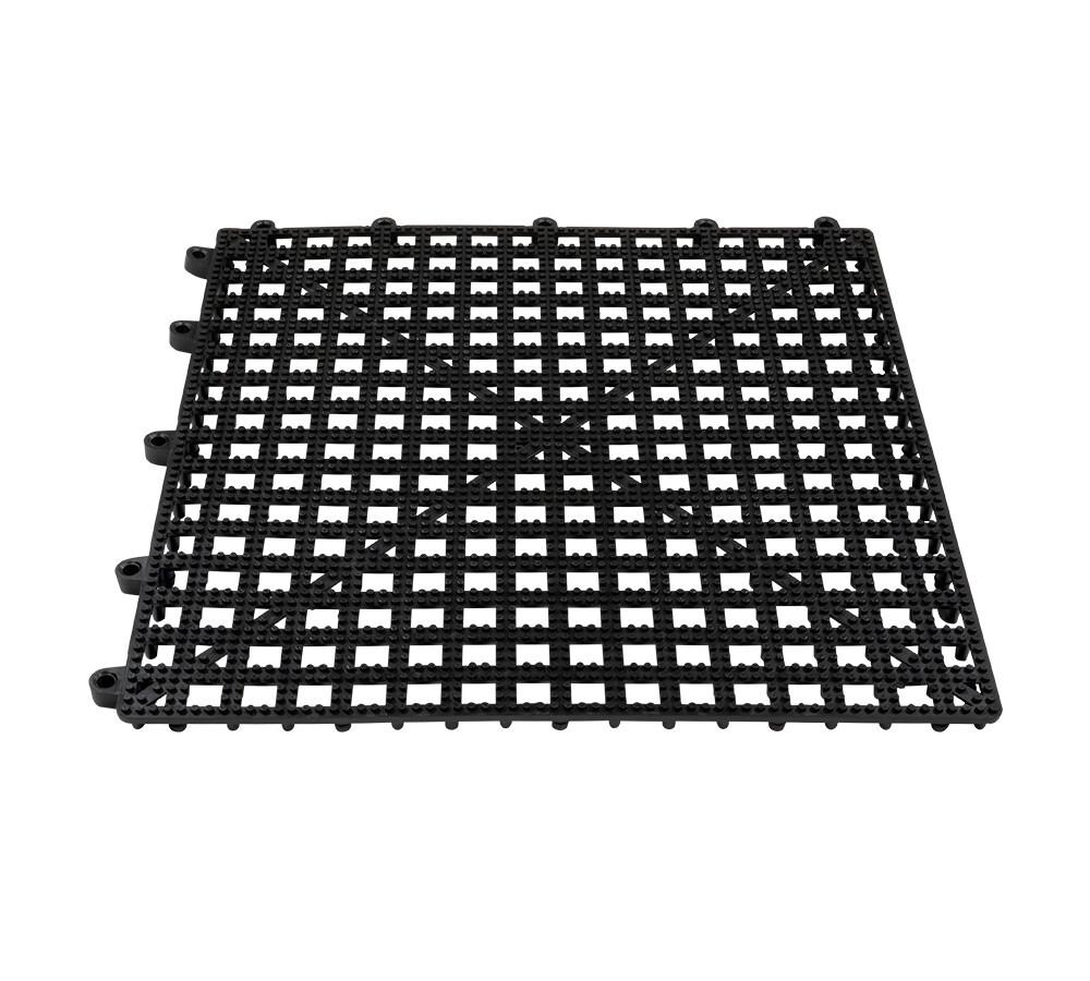 48 Pack 12"x12" Non Slip Interlocking Self Drainage Tiles - 1/2" Thick, Black