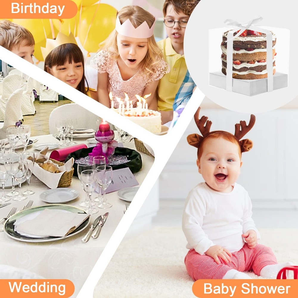 12 Pack Clear Plastic Cupcake Boxes, 3.5 Inch Silver Single Cupcake Container...