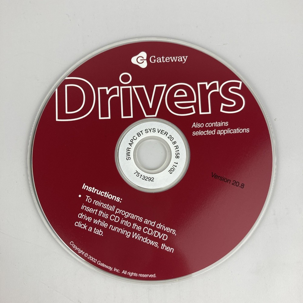Gateway Drivers Install Disk 2002 Version 20.8
