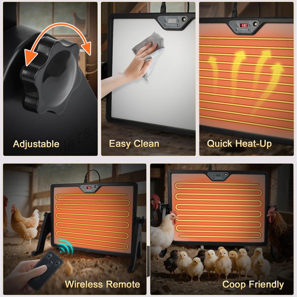 Chicken Brooder Heater with Stand, 180W Chicken Coop Heater with Temperature ...