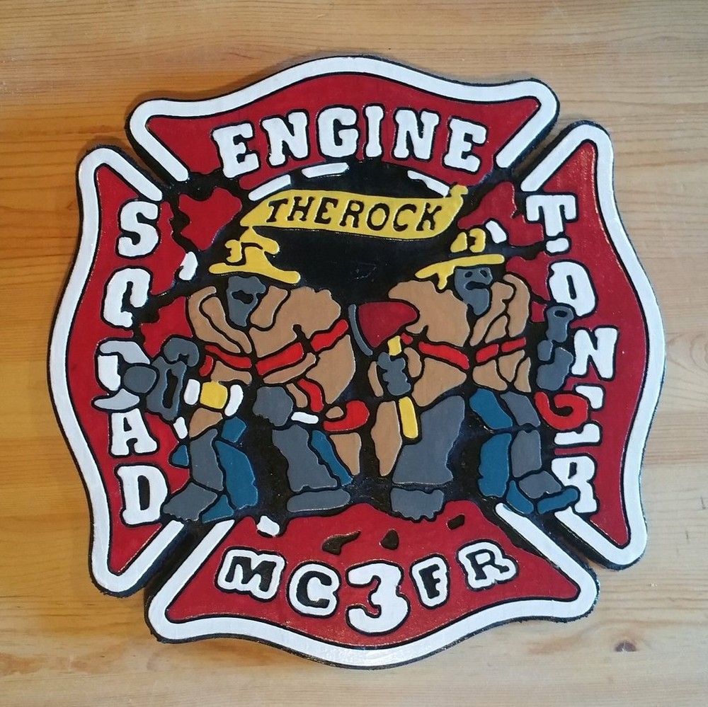 Fire Department Montgomery County Engine 3 routed patch plaque sign carved