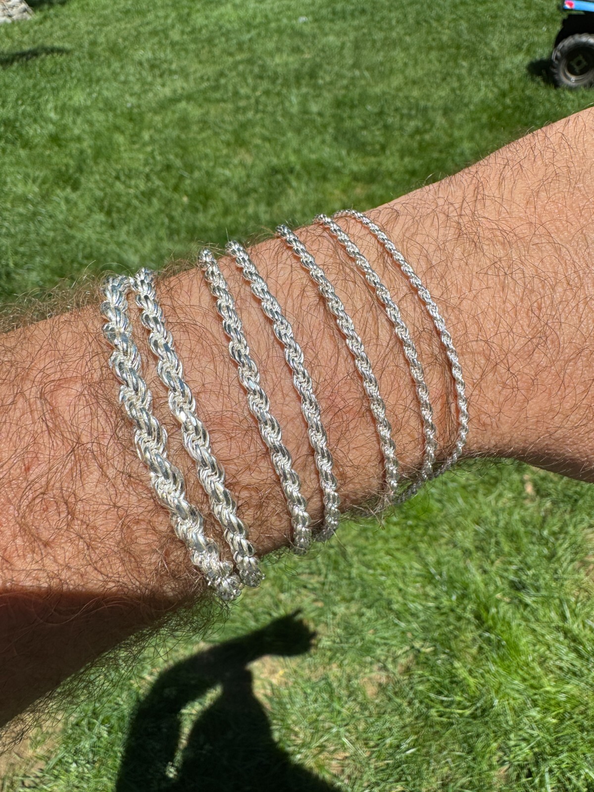 Real Solid 925 Sterling Silver Rope Bracelet 2mm-6mm Men's Women's 6-9"