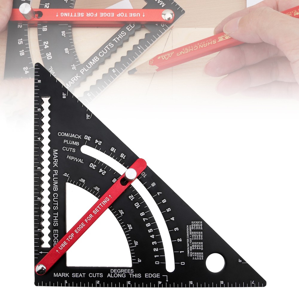 7 Inch Adjustable Angle Triangle Ruler with Adjustable Rod Woodworking Tool US