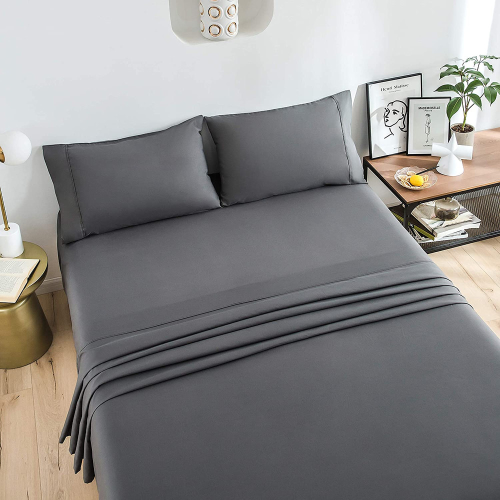 Mohap Bed Sheet Set 4 Piece Bedding Sheets & Pillowcases Set Brushed Microfiber