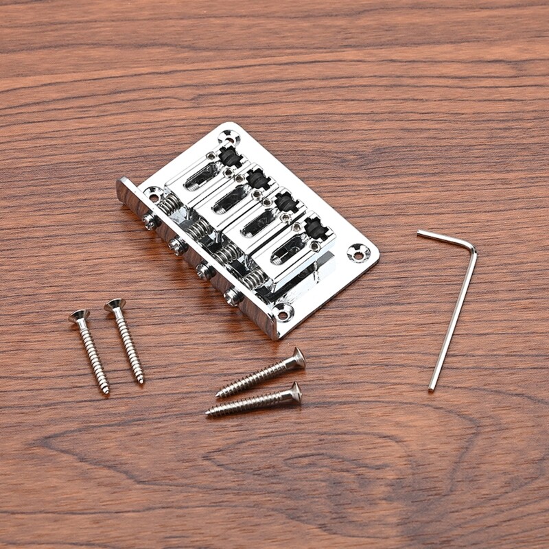 Electric Guitar Bridge 4 String Fixed Hardtail Guitar Bridge Replacement Parts