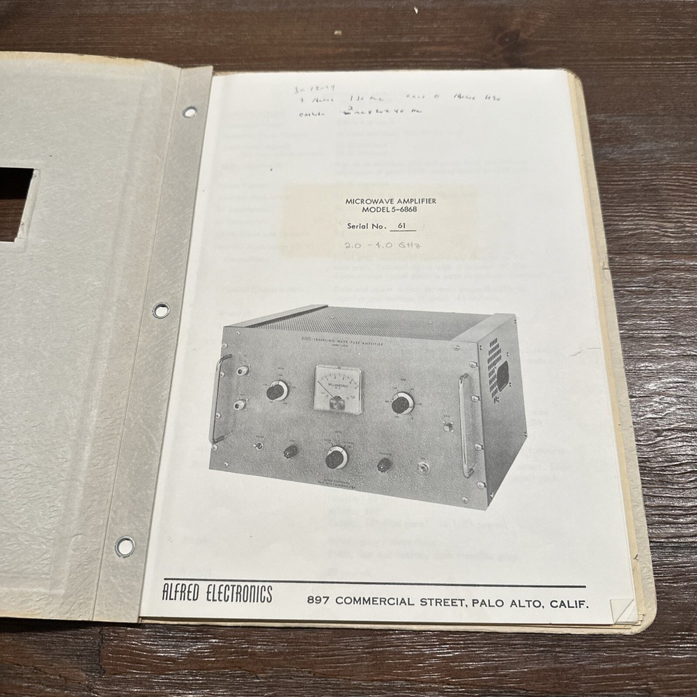 Alfred Electronics Model 5-6868 Microwave Amplifier Serial No. 61