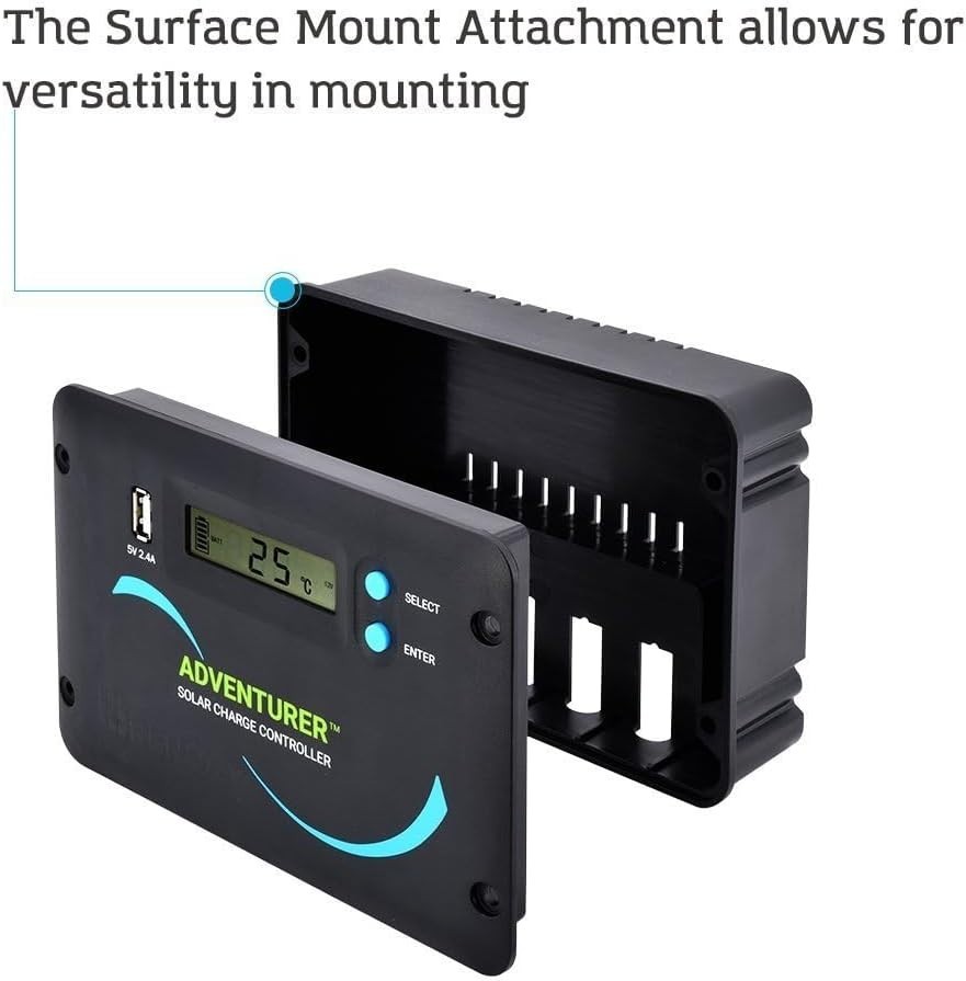 30A 12V/24V PWM Solar Charge Controller with LCD Display Flush Mount Design N...