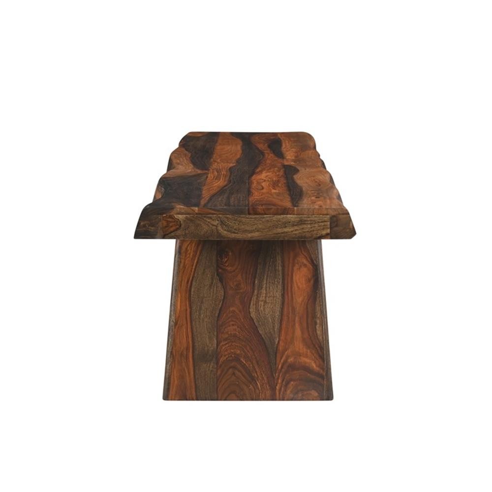 Pemberly Row 68" Live Edge Solid Wood Dining Bench in Dark Brown