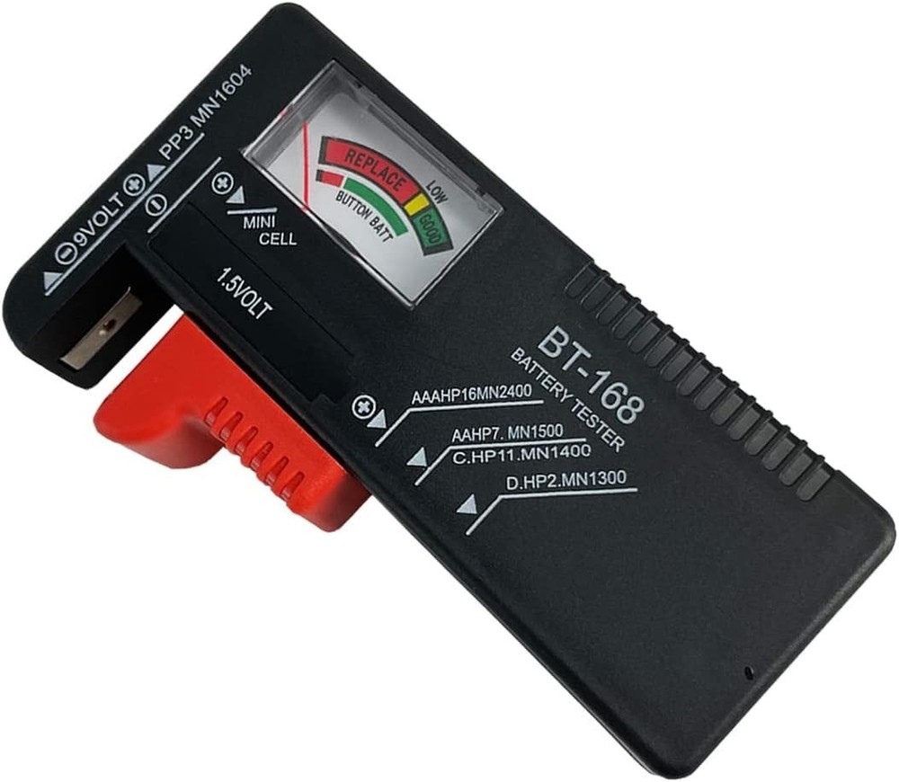Universal Battery Tester Checker - Compact Voltmeter for AAA AA C D 9V Batteries