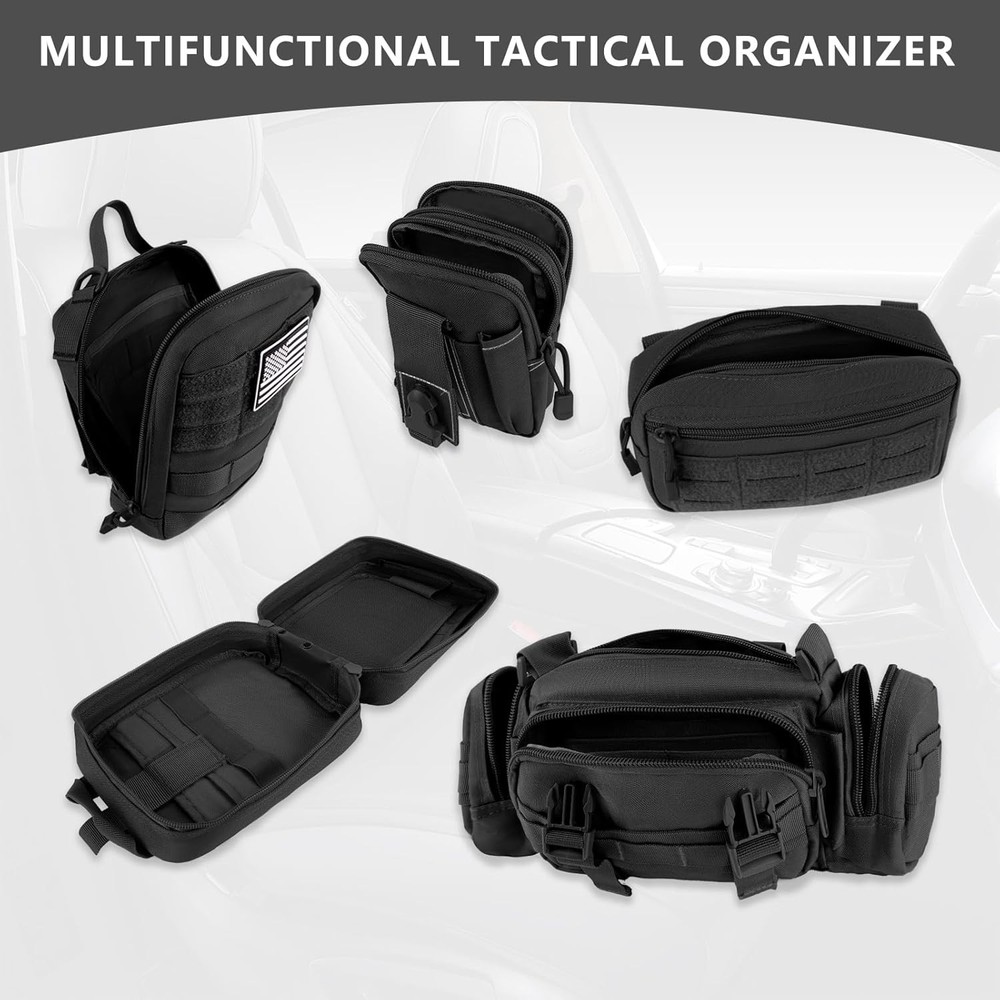 Tactical Car Seat Back Organizer Bag - Black-Regular, Black-Regular