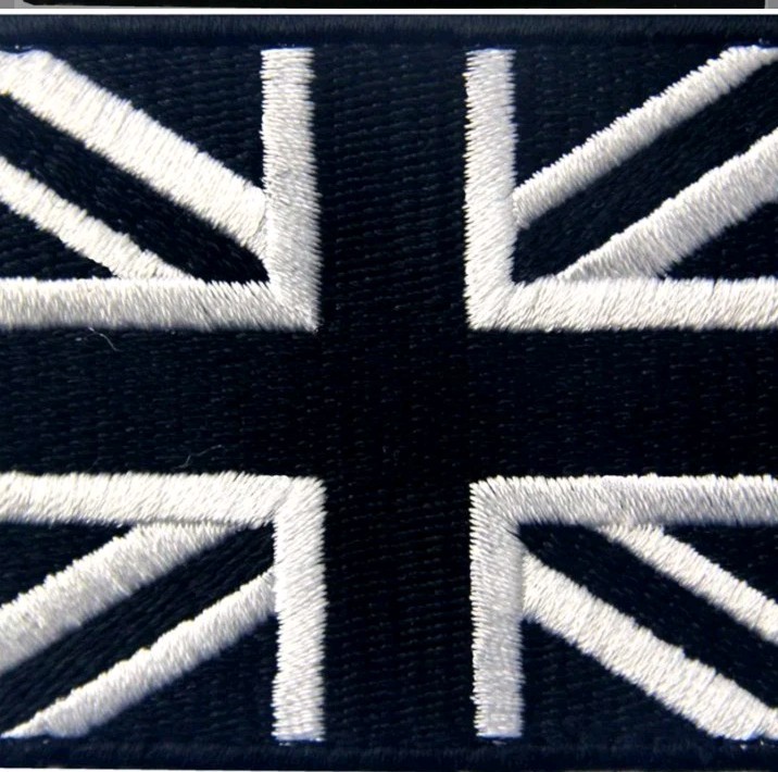 Black Tactical Union Jack Patch Emblem Embroidered Hook N Loop UK