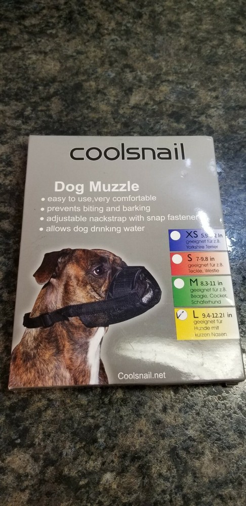 Coolsnail Dog Muzzle Size Large 9.4" - 12.21" Black Adjustable ~ Open Box