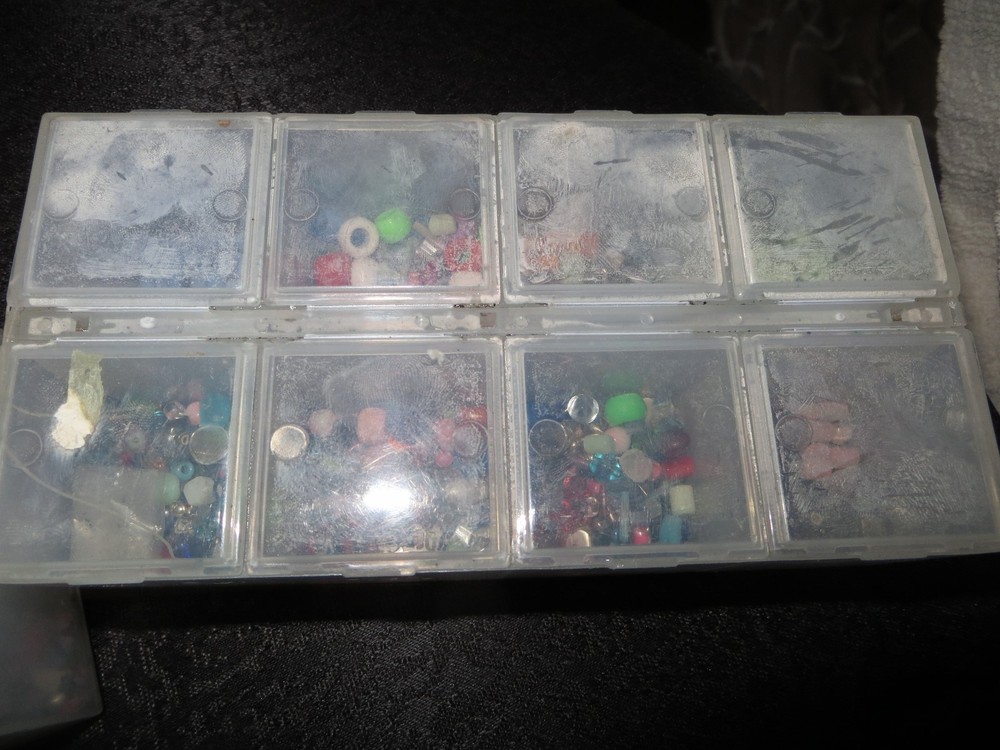 4 Bedazzle Bead/ Crafting Plastic Organizer Boxes With Beads, etc.