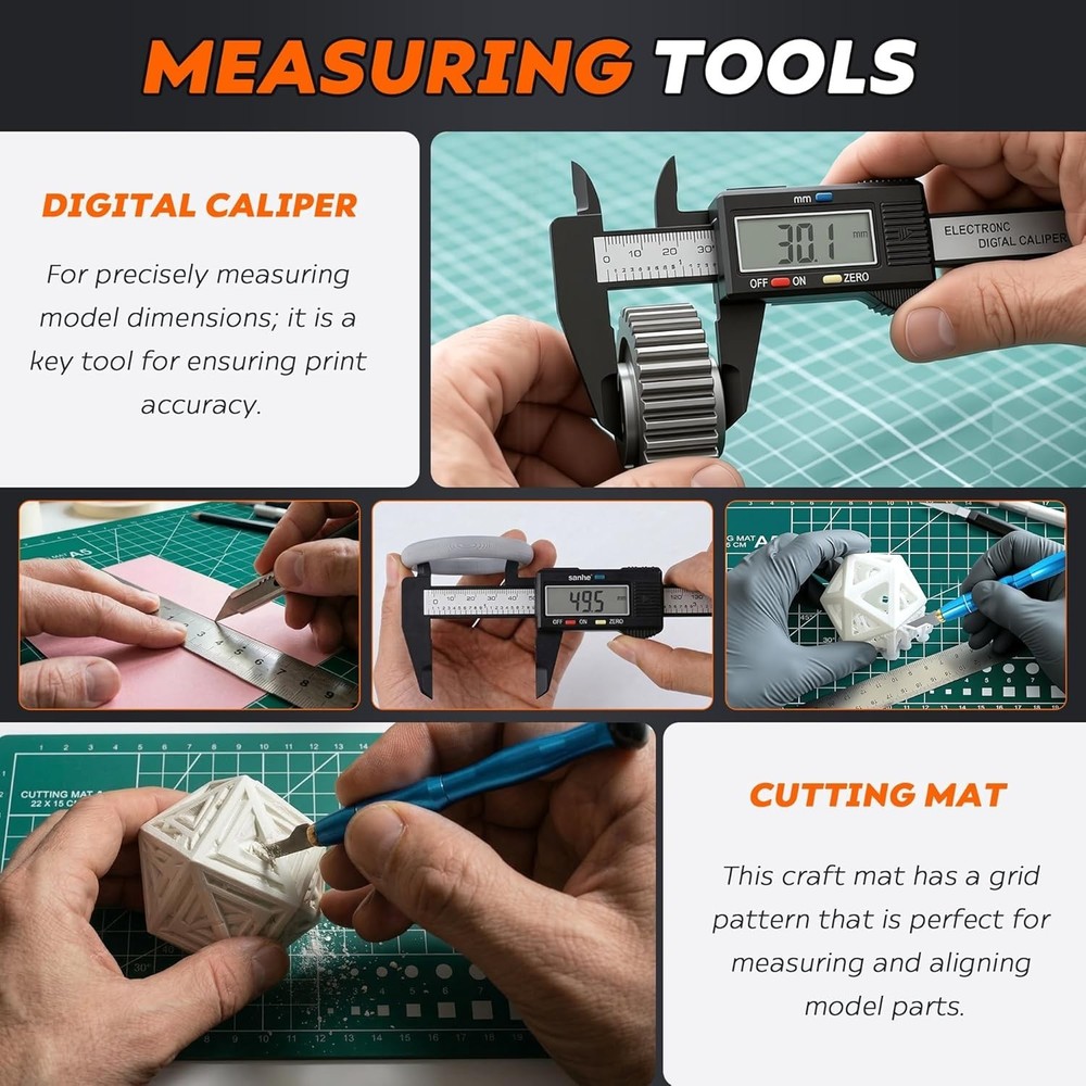 Comprehensive 3D Printing Tools Kit for Removing, Cleaning & Finishing Projects