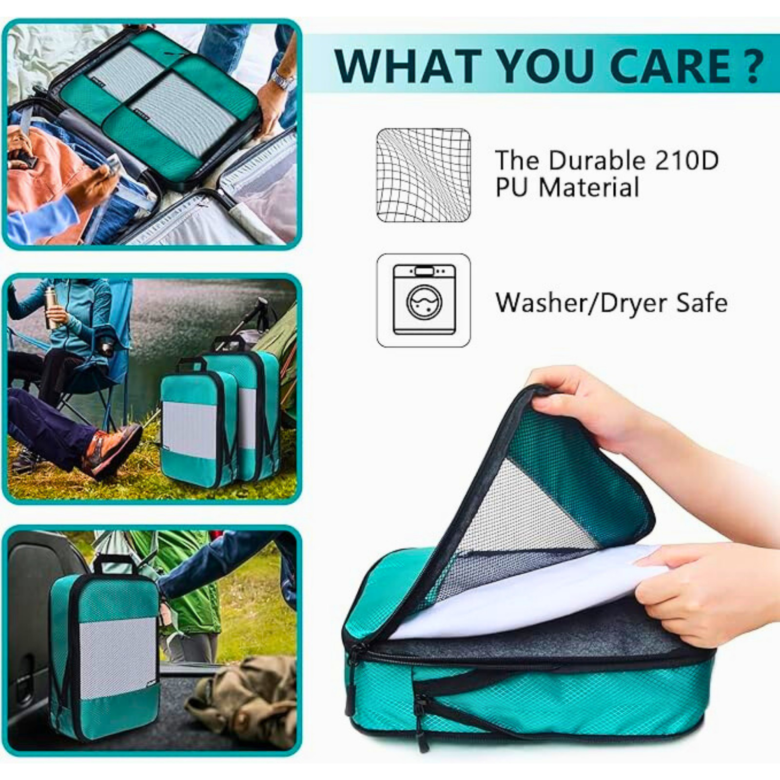 Compression Packing Cubes Set – 5 Lightweight Luggage Organizers bags for Travel