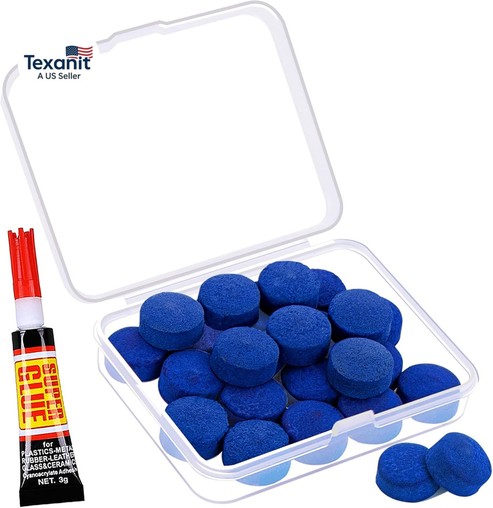 Billiard Cue Tips Replacement Kit Leather Pool Stick Tips With Storage Box