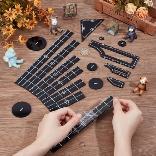 17Pcs Black Objective Point Markers, Acrylic Objective Makers Ruler Set War