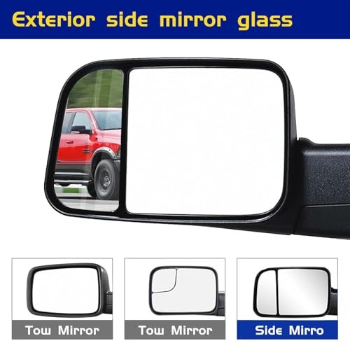 Compatible with 2010-2020 Dodge Ram 1500 2500 Driver Side Lower Mirror Glass