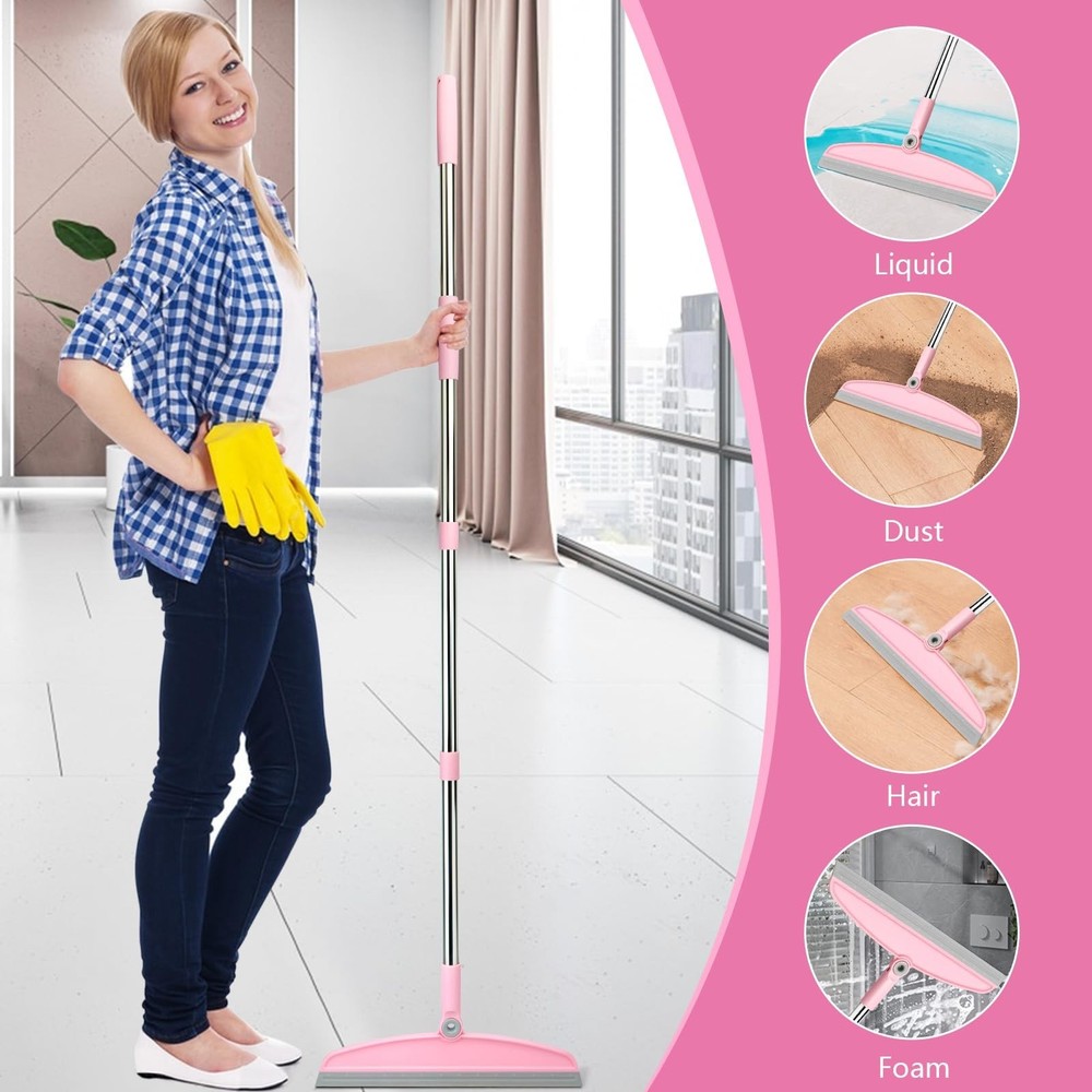 Multifunction Silicone Broom, 54 Inch Adjustable Long Handle Rubber Magic Bro...