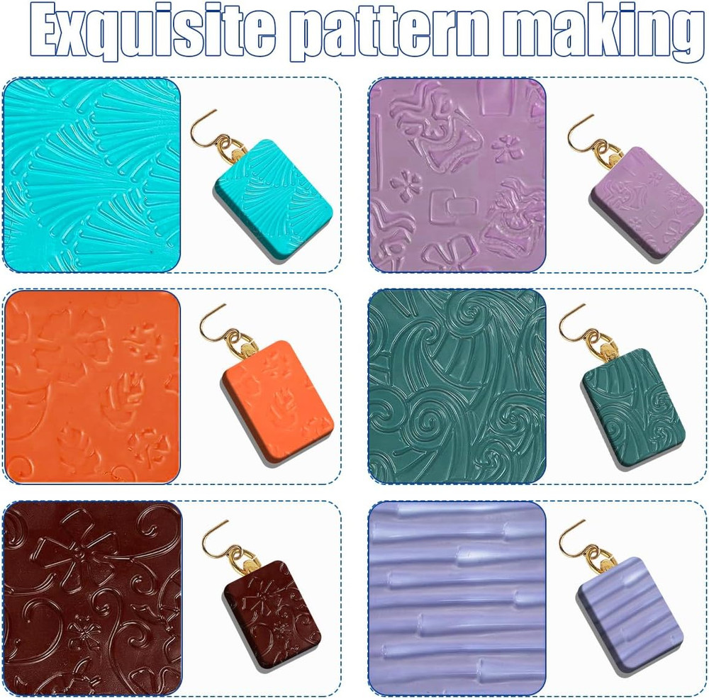 24 Pcs Polymer Clay Texture Sheets Boho Embossing Texture Sheet 17 X 25 Clay Tex